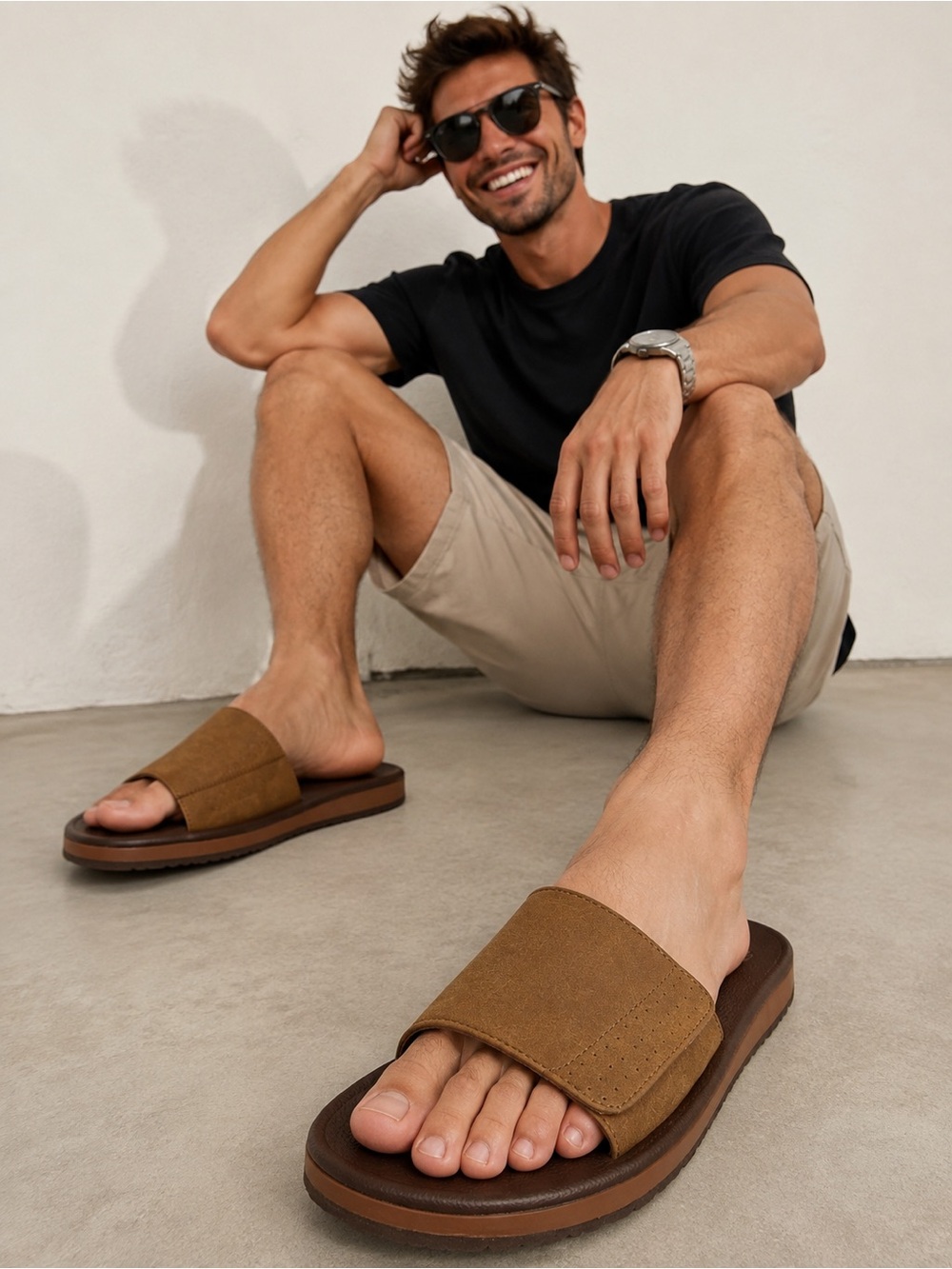 George Men’s Sandals Size 11 Brown Comfort Slip On Casual NWT